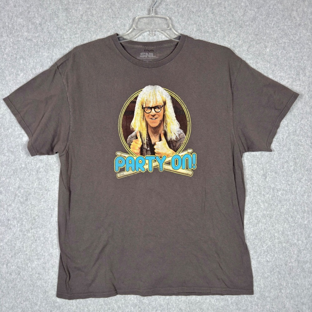 Wayne's World Garth Algar Dana Carvey Party On SNL Mens T-shirt XL Gray Tee 90s